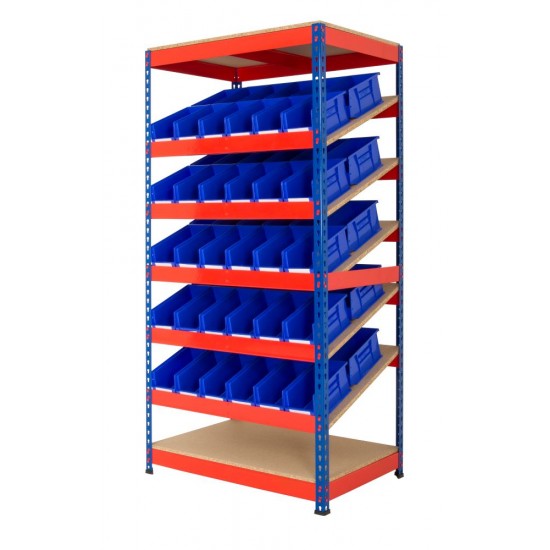 Rivet Racking Kanban Shelving With 60 x Plastic Bins Rivet Racking Kanban Shelving With 60 x Plastic Bins