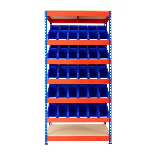 Rivet Racking Kanban Shelving With 60 x Plastic Bins Rivet Racking Kanban Shelving With 60 x Plastic Bins