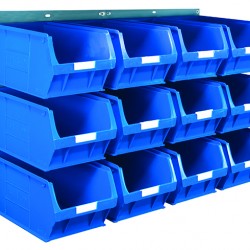 Barton Topstore Wall-Mounted Louvre Panel Bin Kit with 12 x TC5 Bins