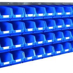 Barton Topstore Wall-Mounted Louvre Panel Bin Kit 010216 with 48 x TC3 Bins