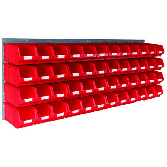 Barton Topstore Wall-Mounted Louvre Panel Bin Kit 010216 with 48 x TC3 Bins