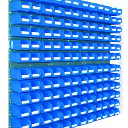 Barton Topstore Wall-Mounted Louvre Panel Bin Kit 010220 with 144 x TC2 Bins