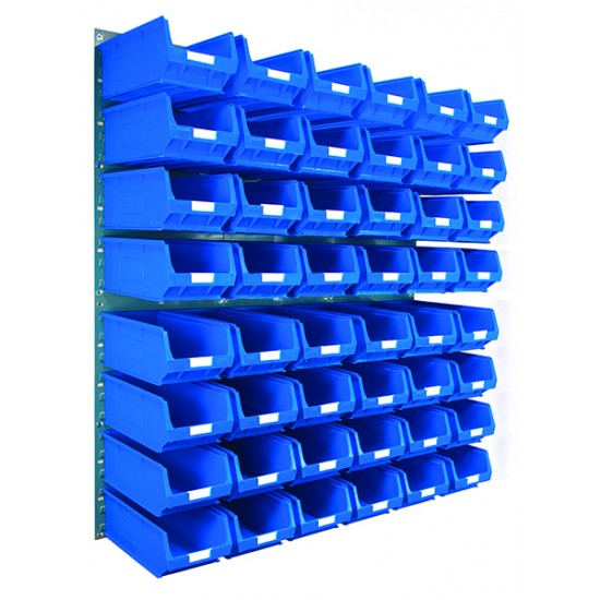 Barton Topstore Wall-Mounted Louvre Panel Bin Kit 010222 with 48 x TC4 Bins