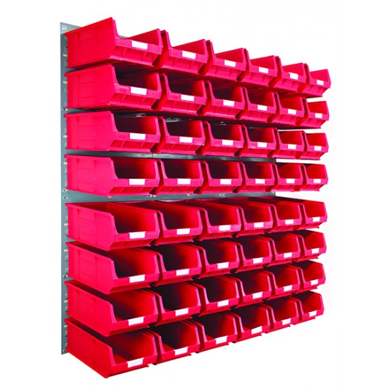 Barton Topstore Wall-Mounted Louvre Panel Bin Kit 010222 with 48 x TC4 Bins