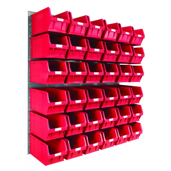 Barton Topstore Wall-Mounted Louvre Panel Bin Kit 010223 with 36 x TC5 Bins
