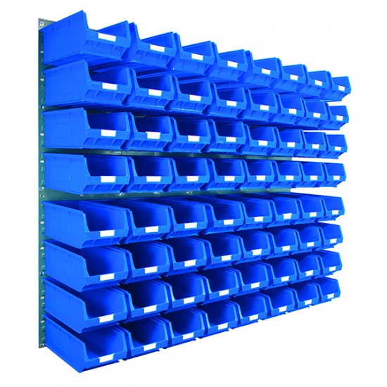 Barton Topstore Wall-Mounted Louvre Panel Bin Kit 010227 with 64 x TC4 Bins