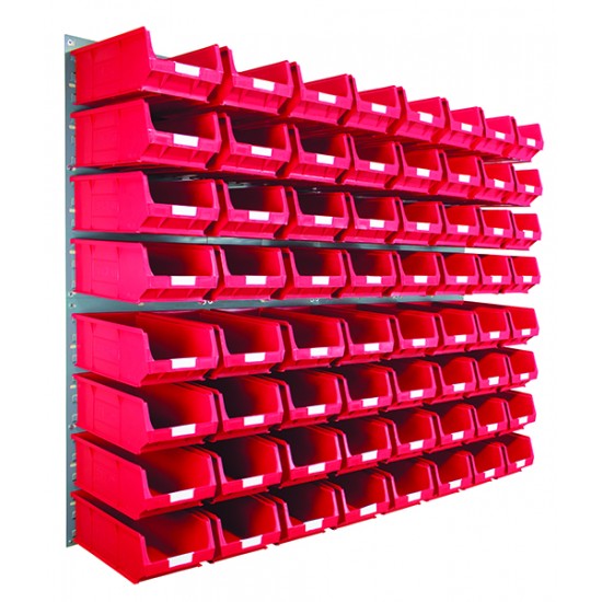 Barton Topstore Wall-Mounted Louvre Panel Bin Kit 010227 with 64 x TC4 Bins