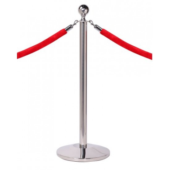 Ropemaster Ball Top Polished Stainless Steel Barrier Queue Post