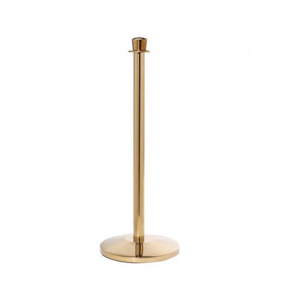Ropemaster Crown Top Polished Brass Barrier Queue Post