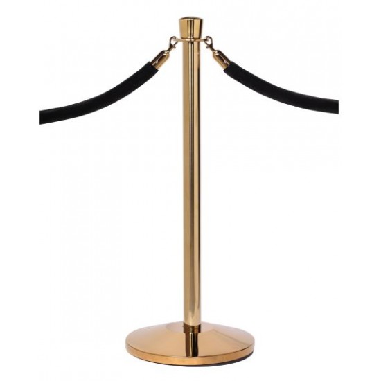 Ropemaster Crown Top Polished Brass Barrier Queue Post