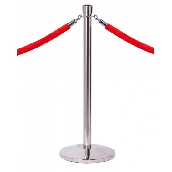 Ropemaster Crown Top Polished Stainless Steel Barrier Queue Post