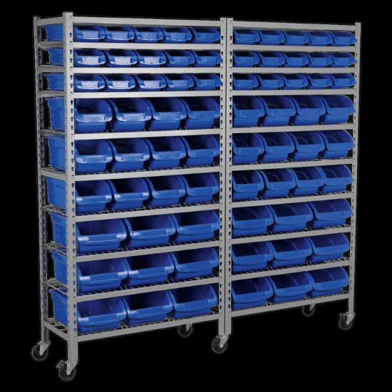 72 Bin Mobile Part Storage System TPS72