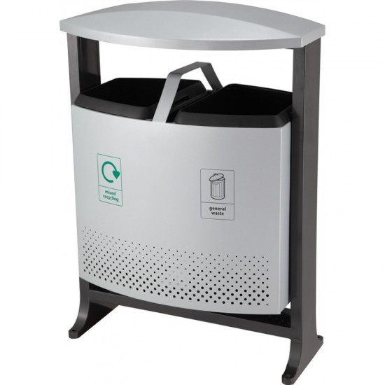 Achilles Outdoor Steel Bin 2 Compartment Bin