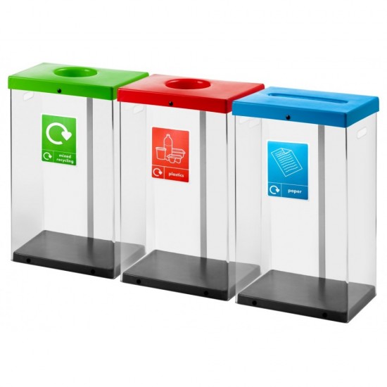 Clear Body 60 Litre Recycling Bins CLR60 Clear Body 60 Litre Recycling Bins CLR60