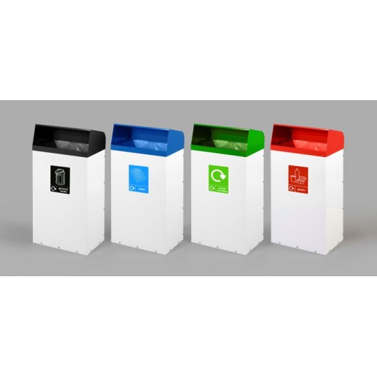 Coloured Top 60 Litre Steel Recycling Bins RECYCLE60