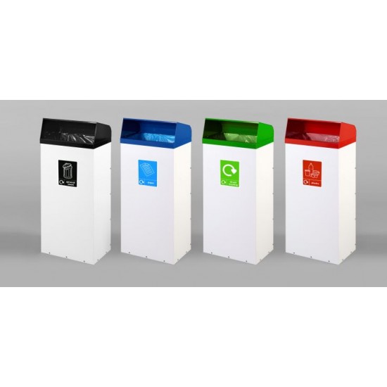 Coloured Top 80 Litre Steel Recycling Bins RECYCLE80
